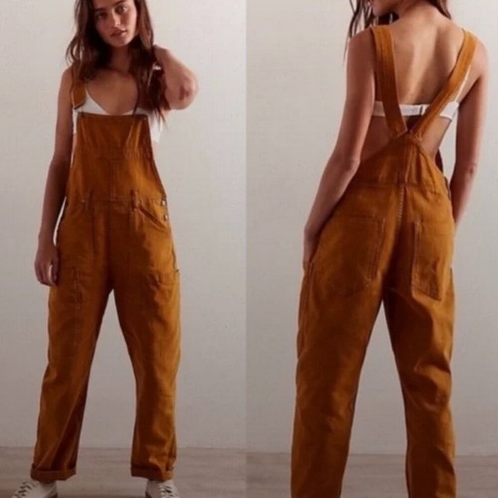 NWOT WE THE FREE/FREE PEOPLE ~ "WAY BACK" DENIM ROMPER  OVERALLS - Size Large